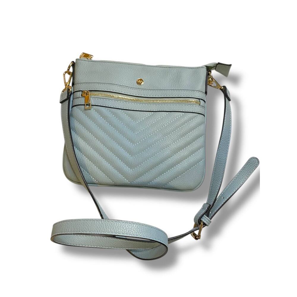 s&e Robins Egg Blue Vegan‎ Leather Crossbody Bag Purse Handbag